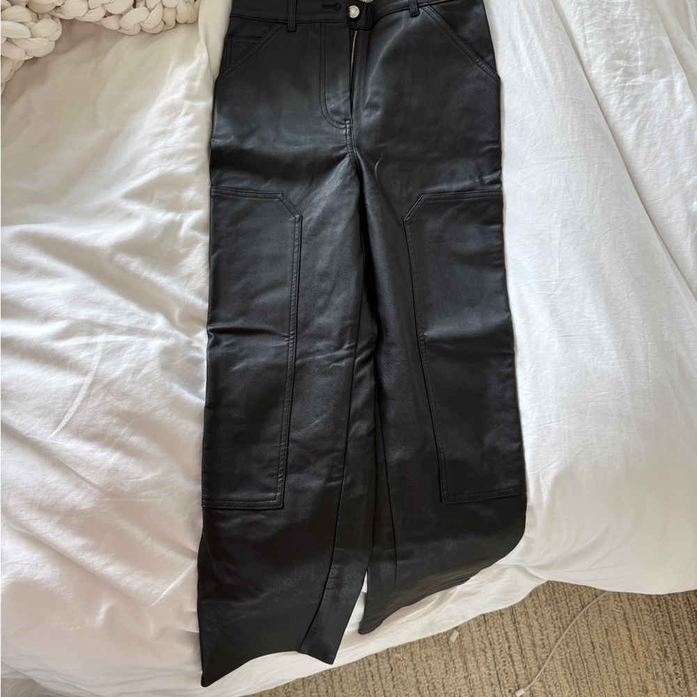 Wilfred Black Leather Cargo Pants